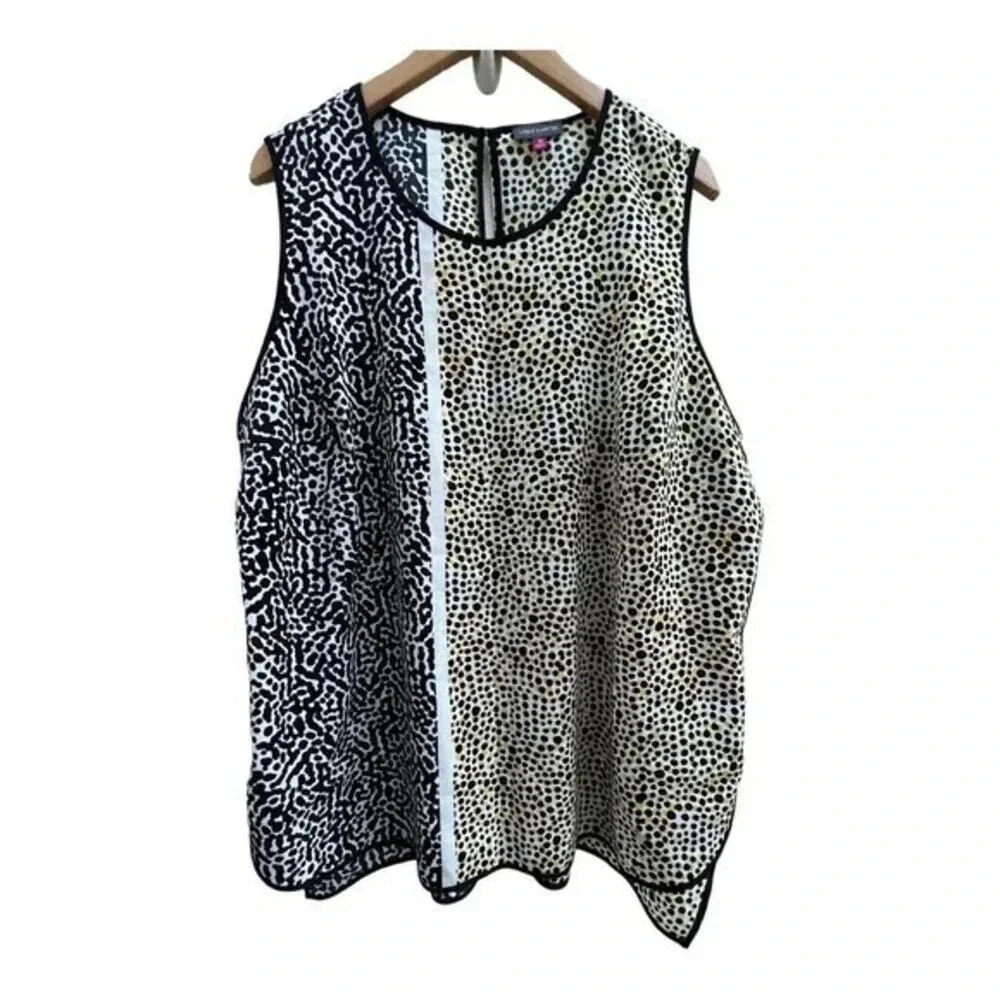 Vince Camuto Size 3X Animal Print Sleeveless Blouse Polyester​​‎